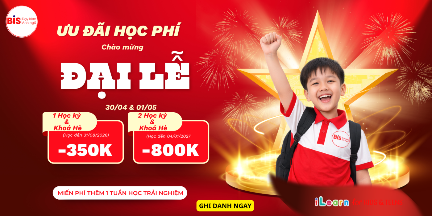 Do Vang Hien Dai Sale Deal Uu Dai San Pham Le Quoc Khanh Viet Nam 29 304 15 Facebook Banner 1400x700 - Anh Ngữ BIS: Th&ocirc;ng b&aacute;o ưu đ&atilde;i học ph&iacute; tiếng Anh BIS dịp Lễ 30/04 &ndash; 01/05